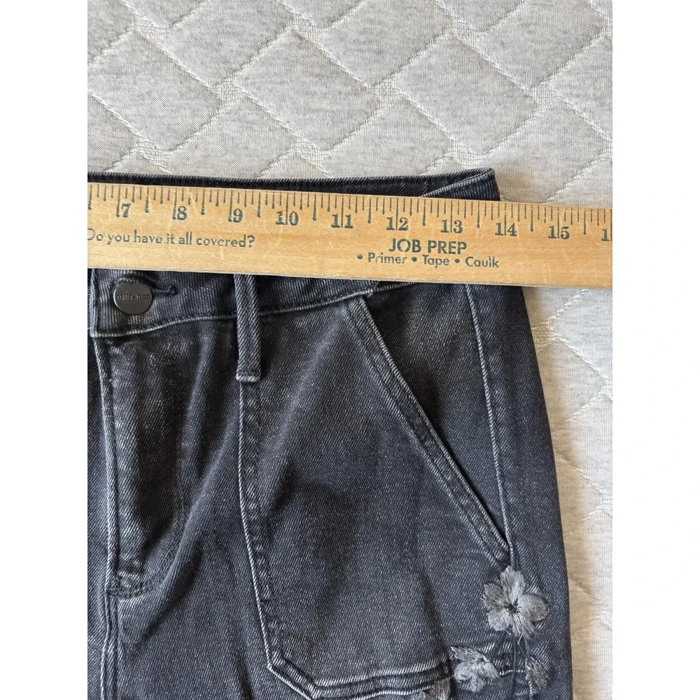 Driftwood Farrah Jeans Womens 28 Black Flare Floral Embroidered Denim Boho - Picture 7 of 7